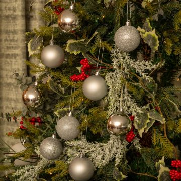 Silver Bauble selection - Pack of 24 - Christmas Tree Decoration