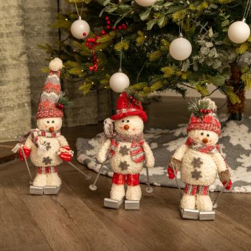 Assorted Skiing Snowmen - Christmas Decoration - Pack of 3