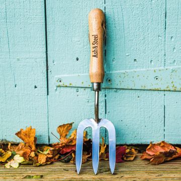 Ash & Steel : Heavy Duty Stainless Steel Garden Hand Fork with Ash Handle