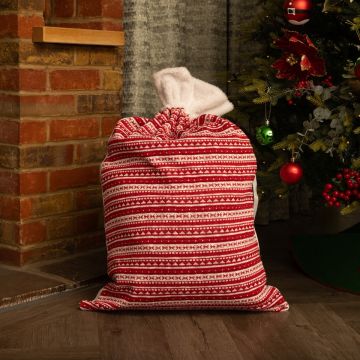 Scandi Patterned Christmas Present Sack - Christmas Decoration