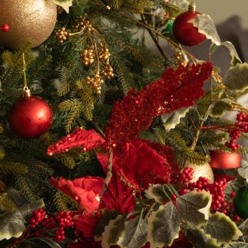 Red Velvet Leaf Stem - Christmas Floristry Decoration