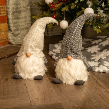 Pair of Light Up Grey Gonk Ornaments - Christmas Decoration