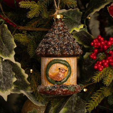 Plastic Glitter Bird House - Christmas Tree Decoration
