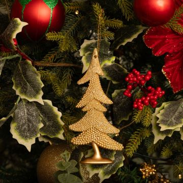 Hanging Matte Gold Glitter Tree - Christmas Tree Decoration