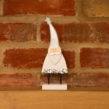 White Wooden Tabletop Santa - Christmas Decoration 