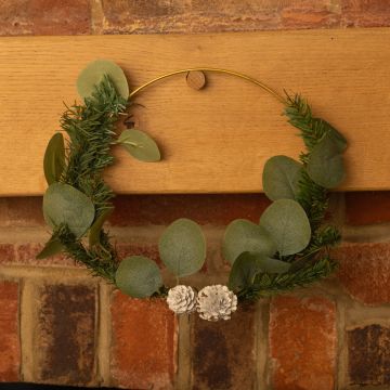 Green Eucalyptus Half Wreath - Christmas Wreath 
