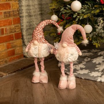 LED Standing Pink Gonks  - Christmas Decoration - Pack of 2