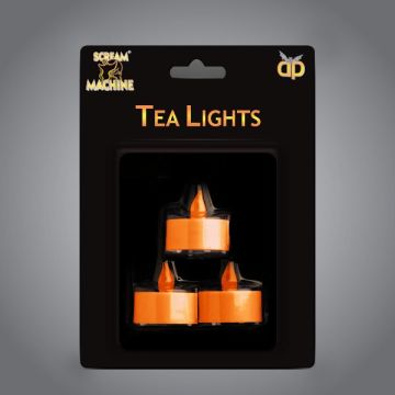 Halloween - Orange Tea Lights - Pack of 3