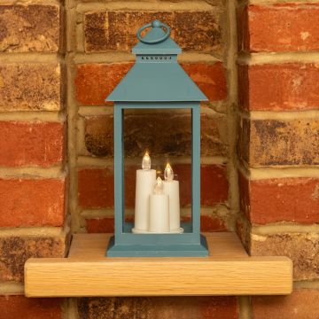 Blue Lantern In Warm White Light Candles - Christmas Decoration - 31cm