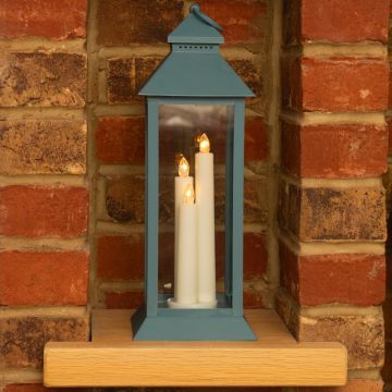 Blue Lantern In Warm White Light Candles - Christmas Decoration - 39cm