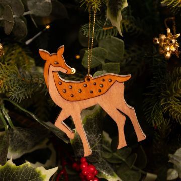 Scandinavian Wooden Reindeer - Christmas Tree Decoration 