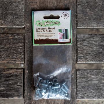 Cropped Head Nuts & Bolts for Greenhouses - 15 Pack 