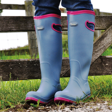 Blue & Pink Wellington Clip Boots - Size 7