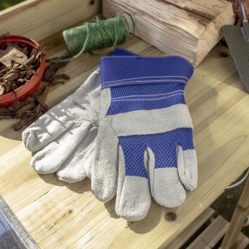 Premium Mens Gardening Gloves - Blue & Grey