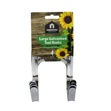 Large Galvanised Tool Hooks - 4 Pack