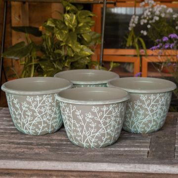Pack Of Four - Large Brown & White Serenity Planters (30cm)