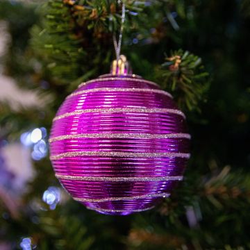 Christmas Tree Decorations - Assorted Purple Baubles - Pack of 12