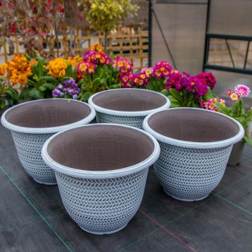 Pack Of Four - Large Washed Taupe Planter (30cm)
