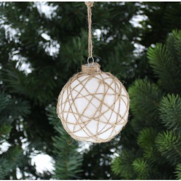 Christmas Tree Decorations - White Glitter Bauble
