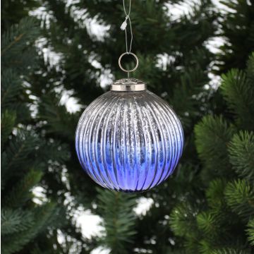 Christmas Tree Decoration -  Silver & Blue Bauble