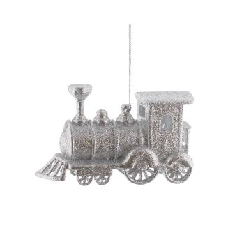 Silver Glitter Train Ornament - Christmas Decoration