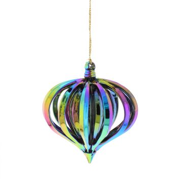 Christmas Tree Decoration - Dark Iridescent Onion Bauble