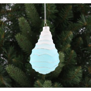 Christmas Tree Decoration - Blue & White Peardrop