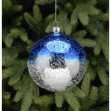 Christmas Tree Decoration -  Blue & Silver Textured Bauble