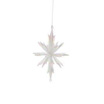 White Iridescent Hanging Starburst - Christmas Tree Decoration