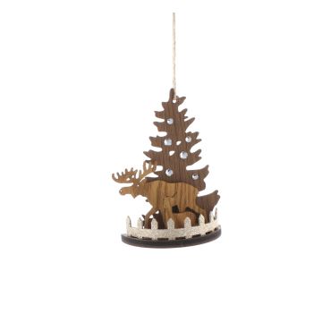 3D Wooden Tree and Reindeer - Christmas Tree Decoration