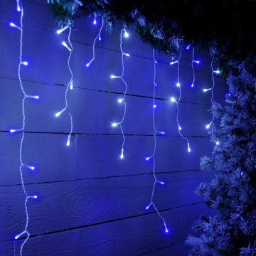 480 Blue/White 4 Way Snowing Icicle Lights - Christmas Lights