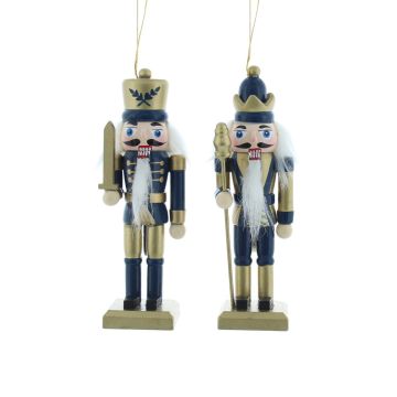 Hanging Blue and Gold Nutcracker - Pack of 2 - Christmas Tree Decoration