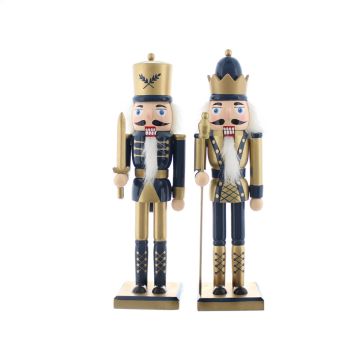 Blue and Gold Nutcrackers - Pack of 2 - Christmas Decoration