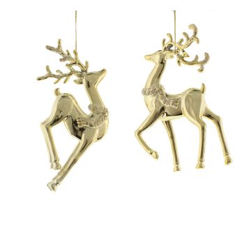Pair Gold Electroplated Reindeer - Christmas Tree Decoration