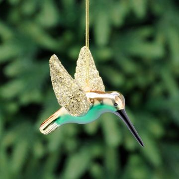 Green Glass Humming Bird - Christmas Tree Decoration
