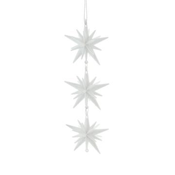 Christmas Tree Decoration - White and Iridescent Glitter Starburst drop