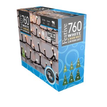 760 White and Warm White Glow-Worm Lights - Christmas Lights