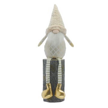 Gold and White Dangly Legs Gonk - Christmas Decoration