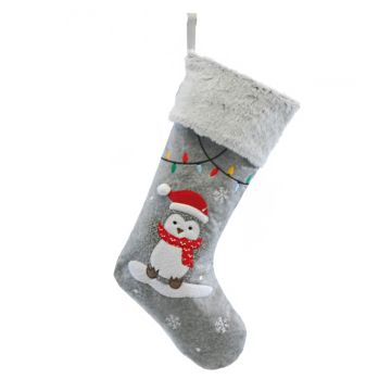 Grey Penguin Stocking - Christmas Decoration