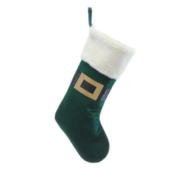Dark Green Santa Belt Stocking - Christmas Decoration