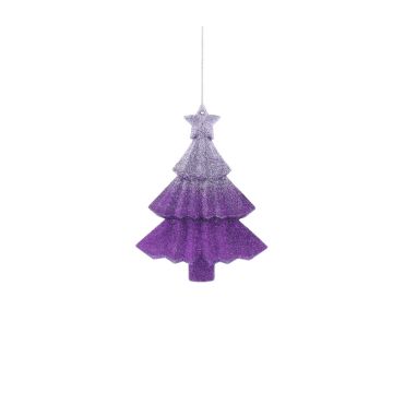 Hanging Purple Glitter Effect Tree - Christmas Tree Decoration