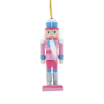 12cm Hanging Pink and Blue Nutcracker - Christmas Decoration