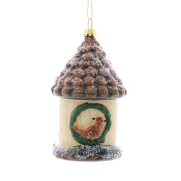 Plastic Glitter Bird House - Christmas Tree Decoration