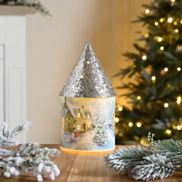 Christmas Decoration - Led Paper Snowman Winter Scene House