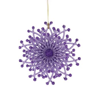 Hanging Lilac Glitter Acrylic Snowflake - Christmas Tree Decoration