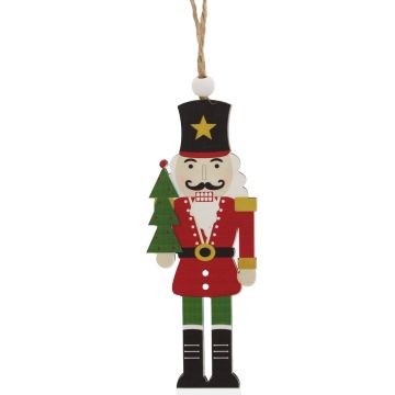14cm Hanging Red and Green Nutcracker - Christmas Decoration