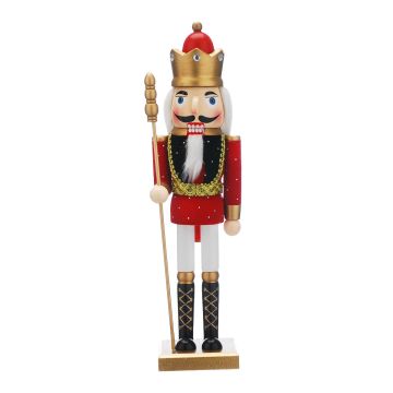 Traditional Nutcracker with Gold Crown - 38cm tall - Christmas Decoration