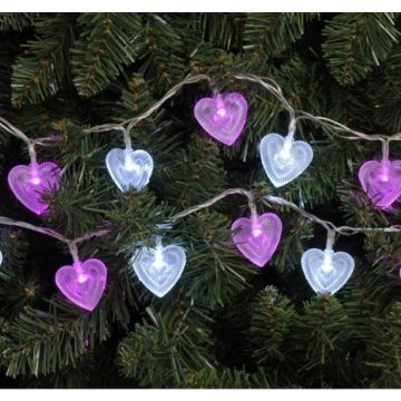SPECIAL CHRISTMAS DEAL - Christmas Lights - 100 Pink & White Hearts