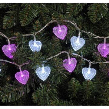Christmas Lights - 100 Pink & White Hearts