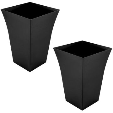 Pair of Large High Fluted Black Milano Planters